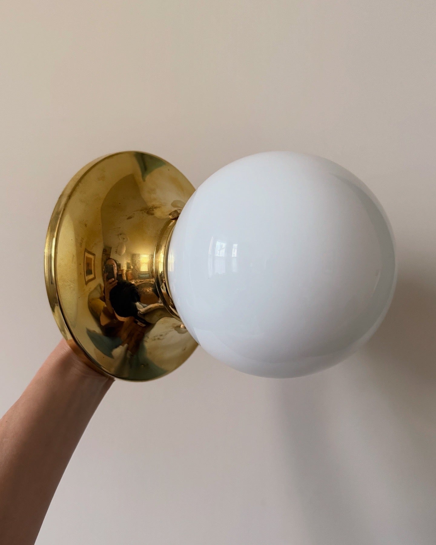 Vintage Brass Globe Light (2 Available)