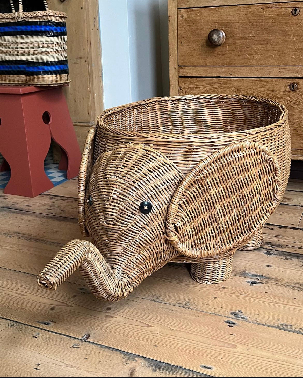 Vintage Rattan Elephant