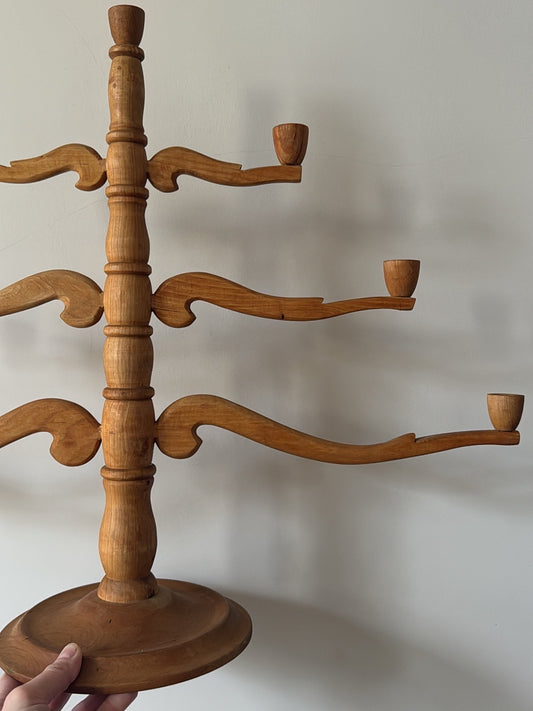 Large Wood Turned Candelabra