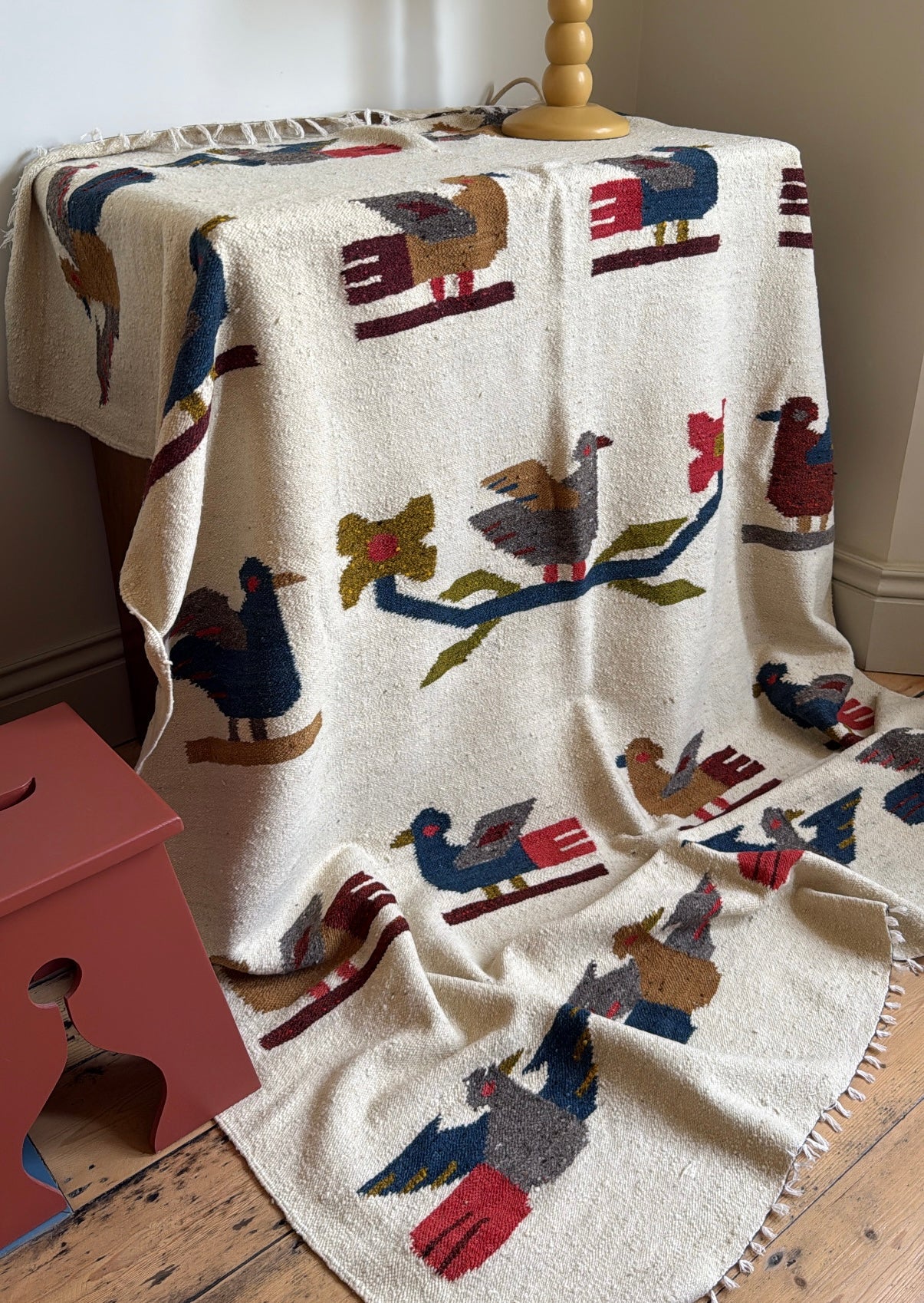 Large Vintage Bird Rug/Throw