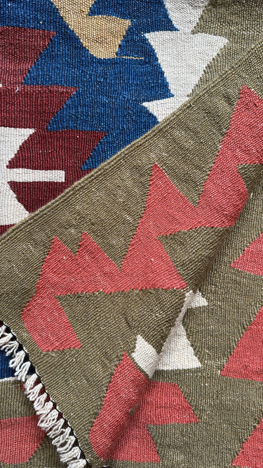 Vintage Blue/Khaki Kilim