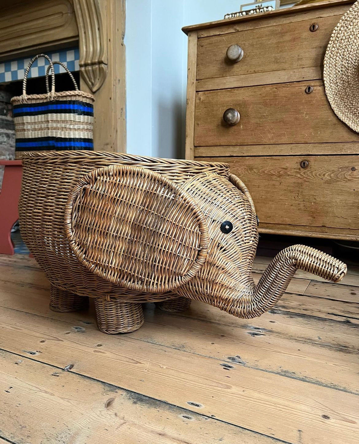 Vintage Rattan Elephant