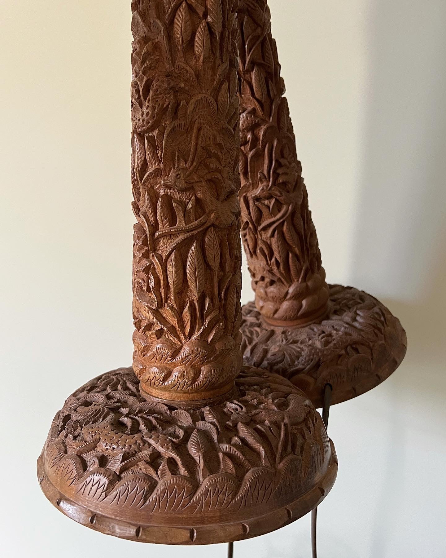 Vintage Hand Carved Lamp Bases