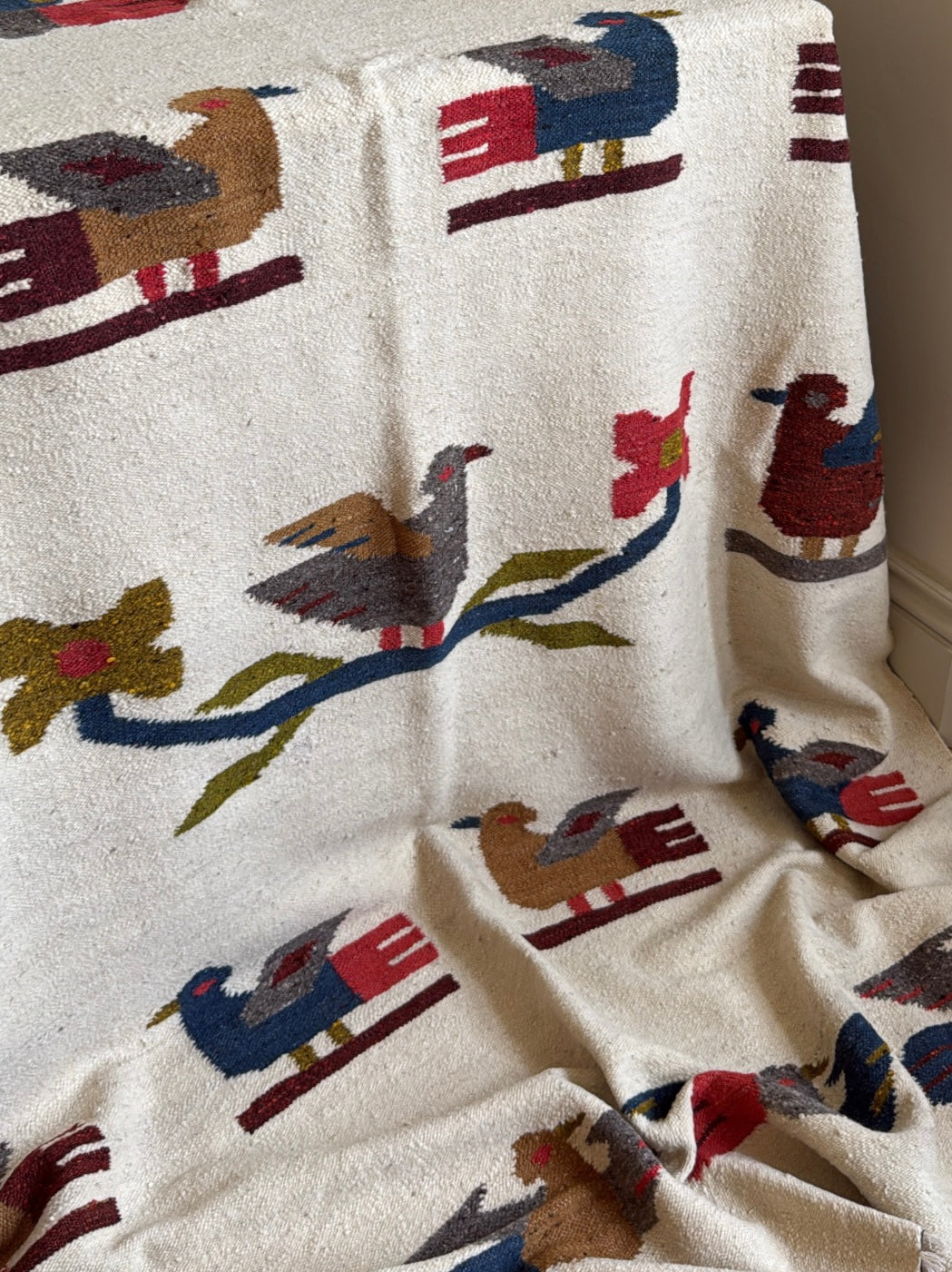 Large Vintage Bird Rug/Throw
