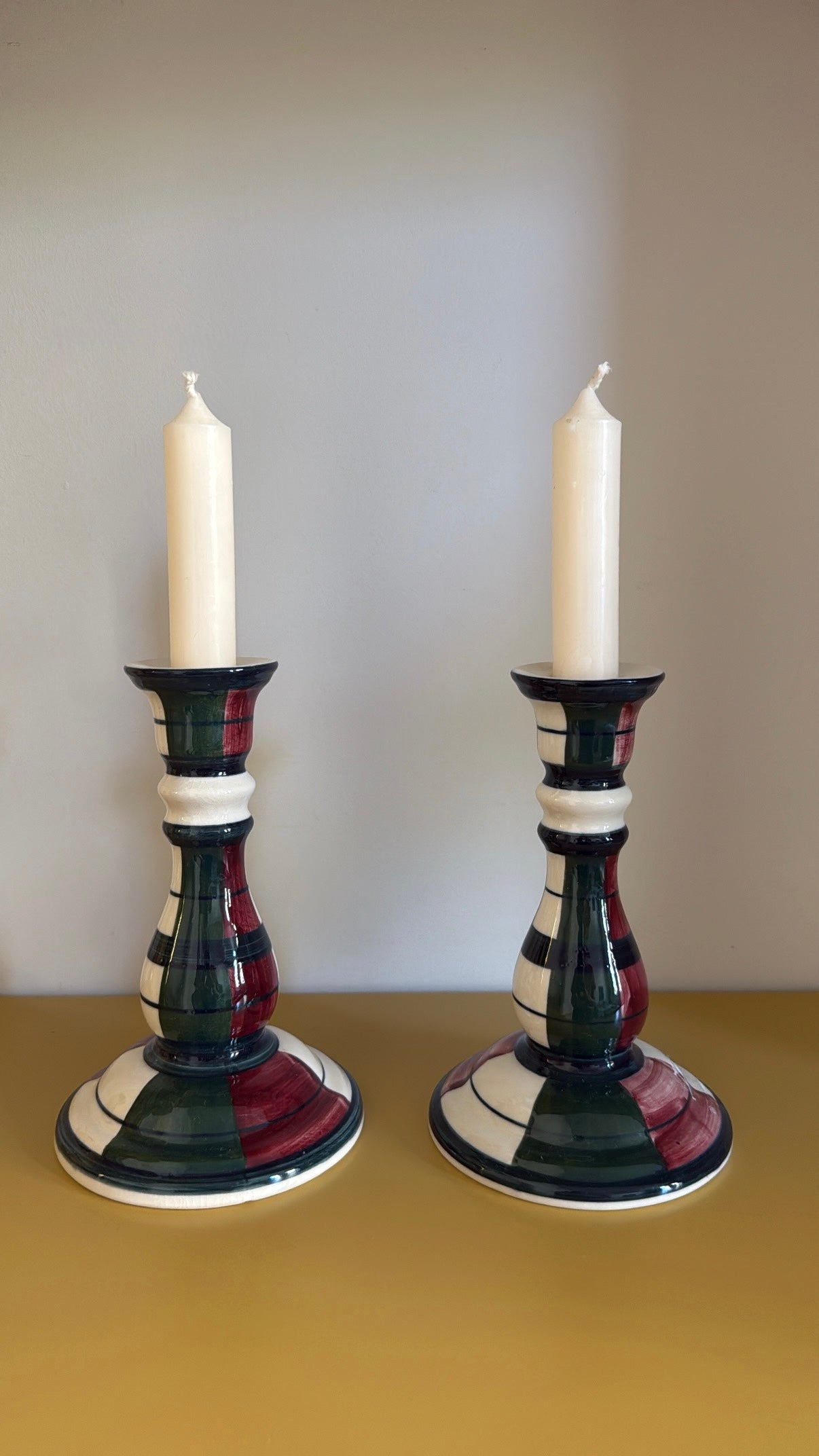 Vintage Checkered Candle Holders