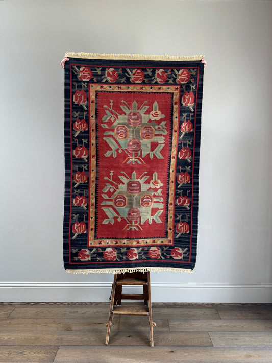 Vintage Red Flower Kilim