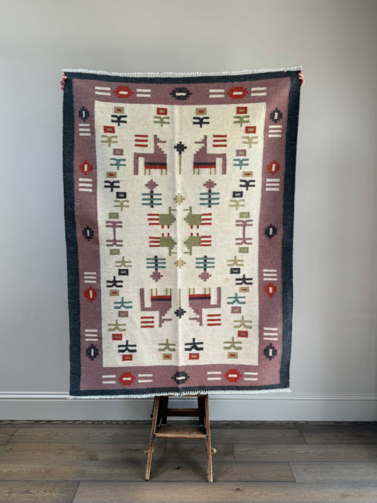Vintage Mauve Flower Rug