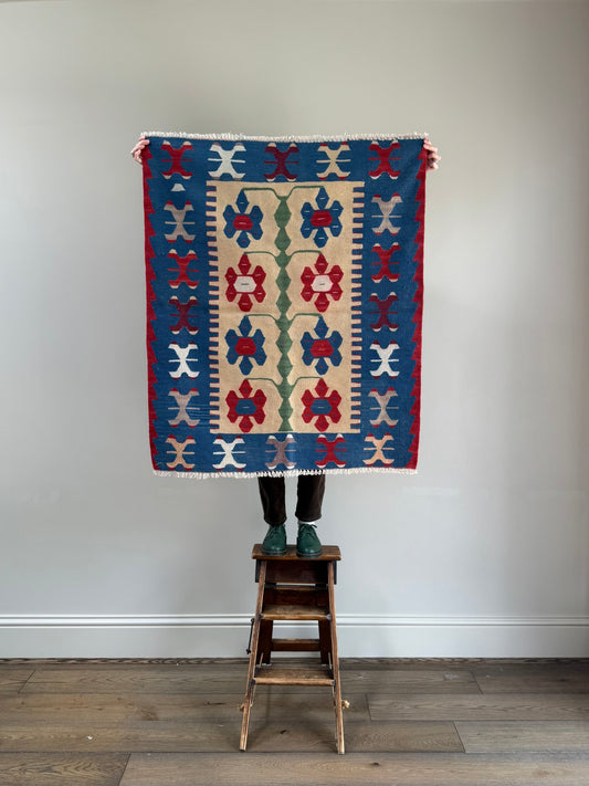 Vintage Blue/Beige Kilim