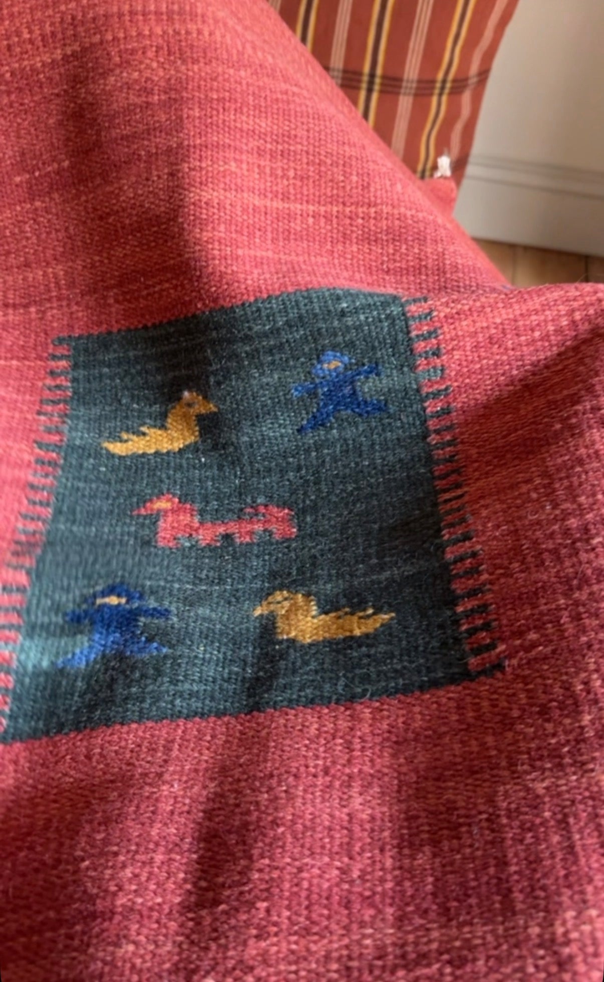 Vintage Red Bird Rug